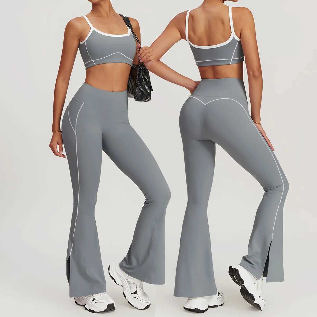 Women's Tracksuits Suit Sports Set Women Quick-Drying Fitness Gym Set Women Tracksuit Running Workout Sports Short vest Flared Clothing 8838 Y241