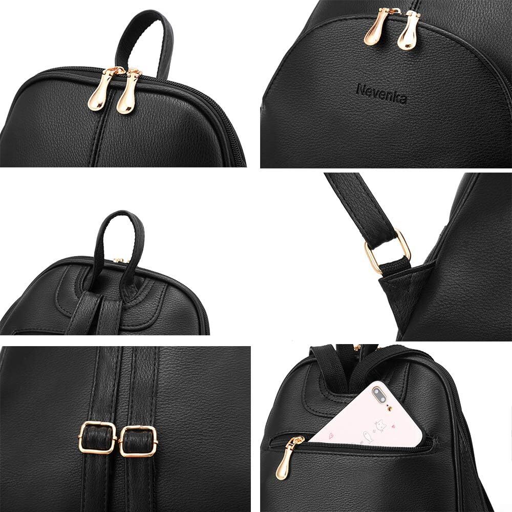 Ladies' backpack wallet, casual bag, PU leather zipper closure, adjustable shoulder strap