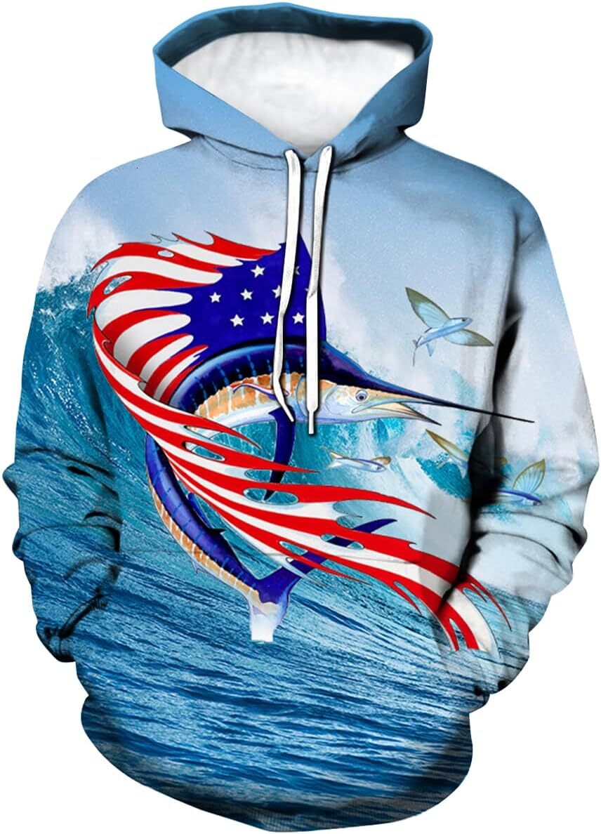 Hoodie for Mens Womens Men's Fishing Hoodie - Animal Theme, Realistic Graphic All trends match Sweatshirt Graphic Hoodies sweatshirt Pullover Lon
