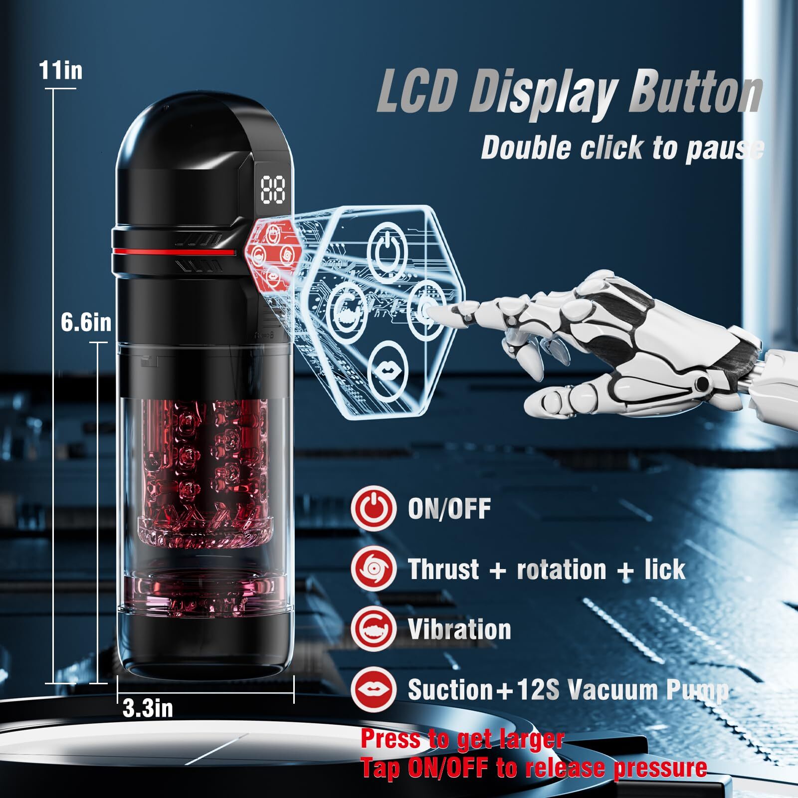 Automatic Male Masturbator Rotation with Upgrade Telescopic Sucking Licking LCD Vacuum Penis Pump Blowjob Adult Sex Toys for Men