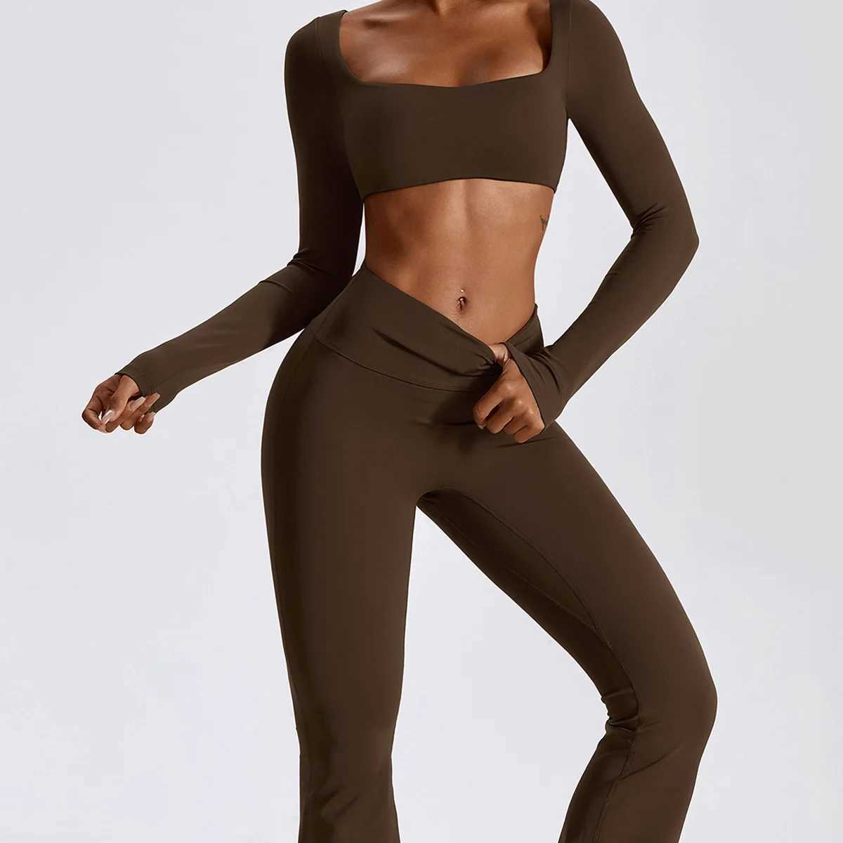 Women's Tracksuits Suit 2 Piece Womens Gym Tracksuits Sportswear Fitness Leggings Long Slve Sports Bra Running Quick Dry Female Sexy Tops Y241029