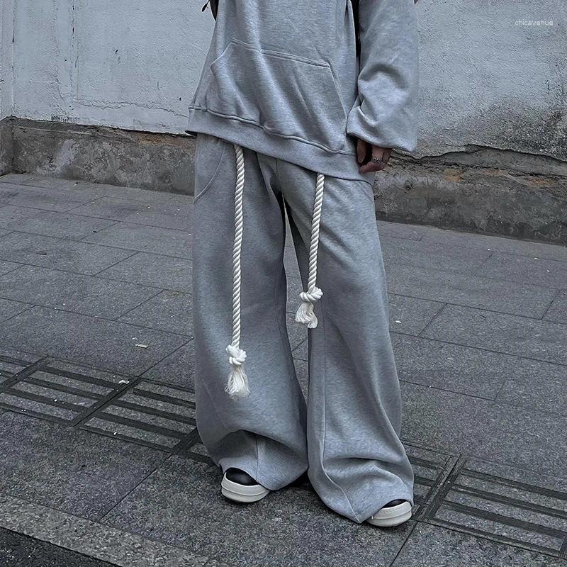 Pants PFNW Men's Handmade Thick Rope Wide-Legged Machete Design Sweatpants For Men And Women Niche Casual Drape Drag Grey Tide 12C1610