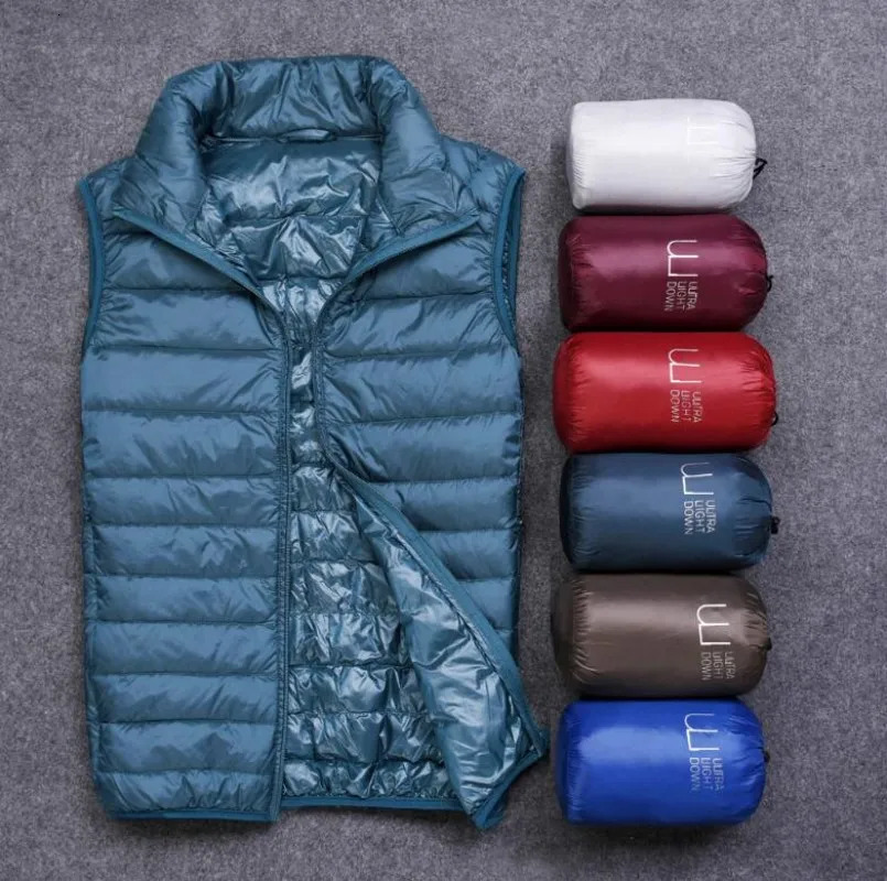 Autumn Winter Men Duck Down Vest 2023 Coat Ultralight Sleeveless Puffer Jacket Ultra Thin Lightweight Waistcoat 241024