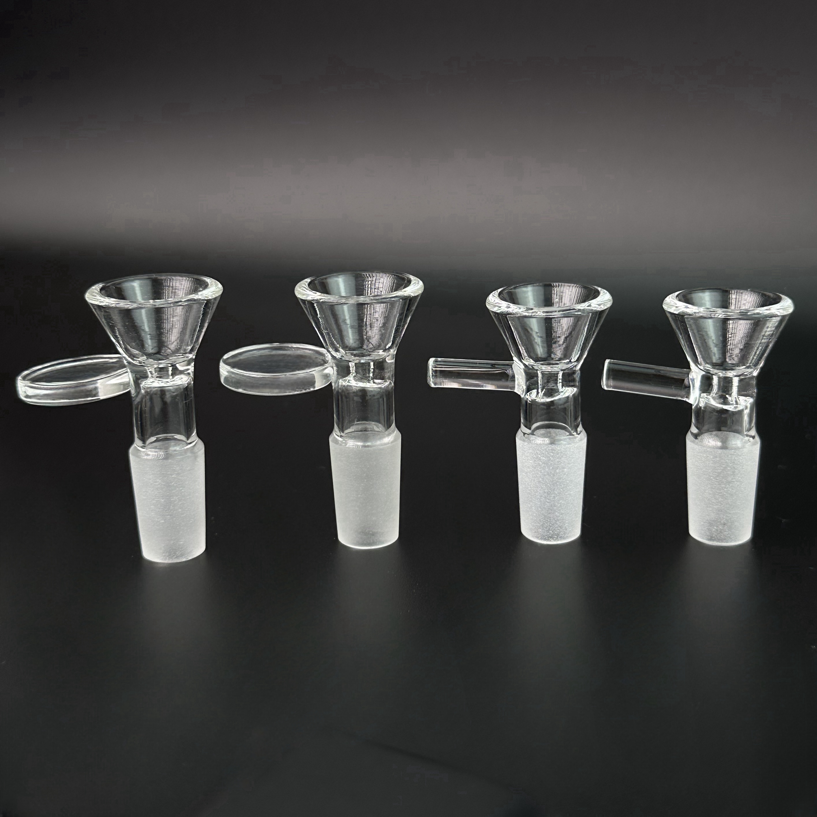 14mm 18mm Male Thick Round Glass Funnel Bowl Slide Smoking Adapter Herb Dry Bowls with handle Tobacco for water Bongs Oil Burner