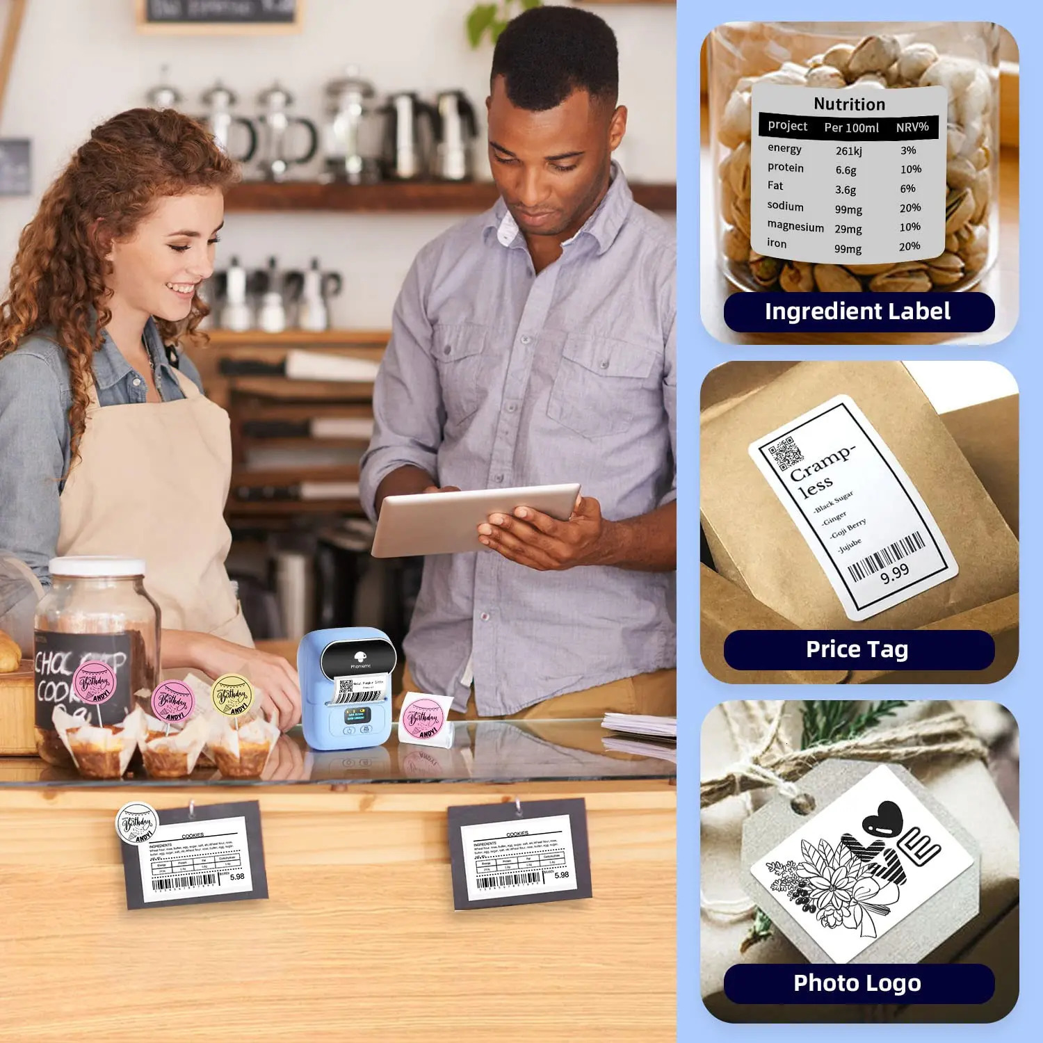Phomemo M110 label manufacturer barcode label printer Bluetooth portable thermal printer for small commercial address clothing 241029