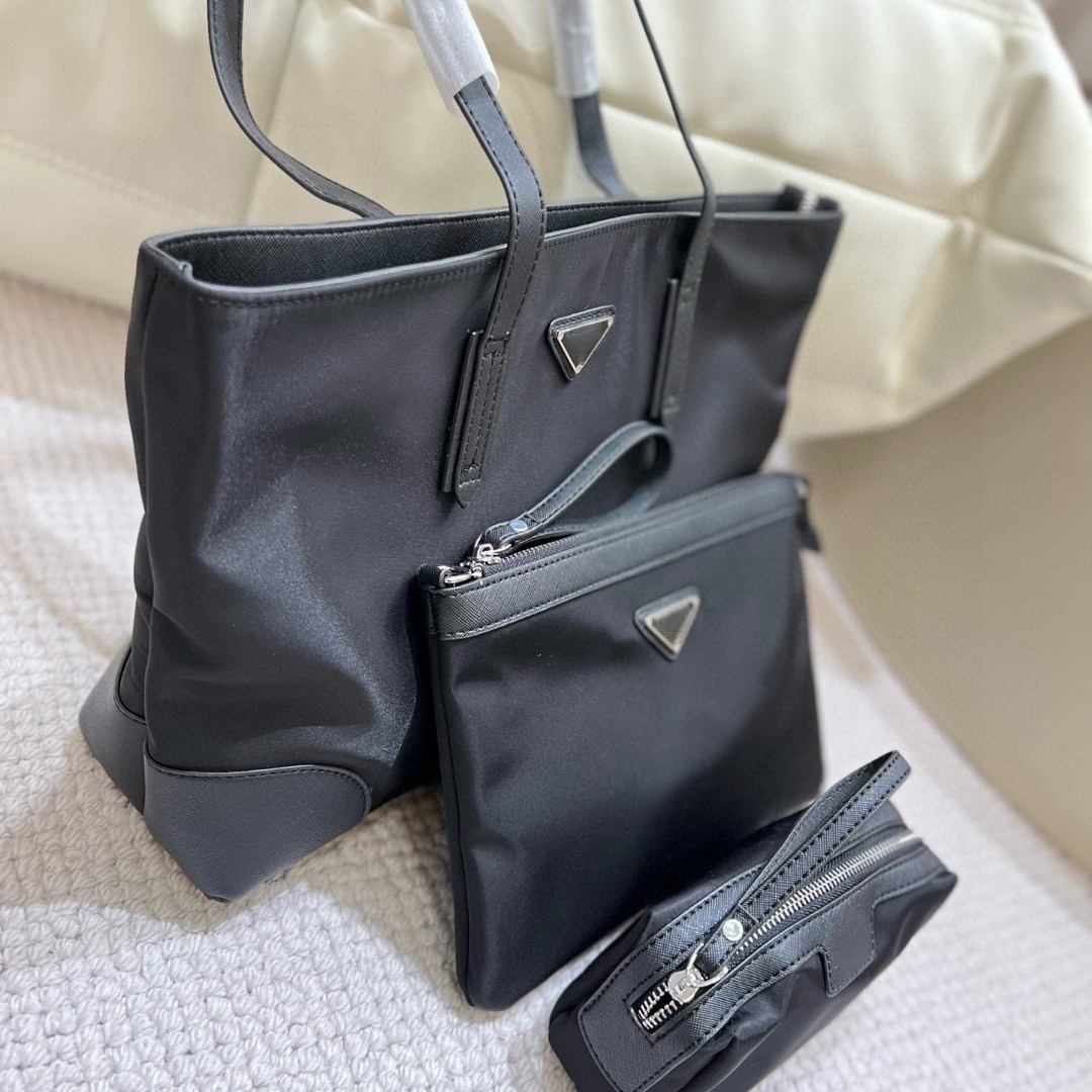 Three in One Triangle Tote New Nylon Single Shoulder Large Capacity Mother and Child Shopping Makeup Bag 0ac