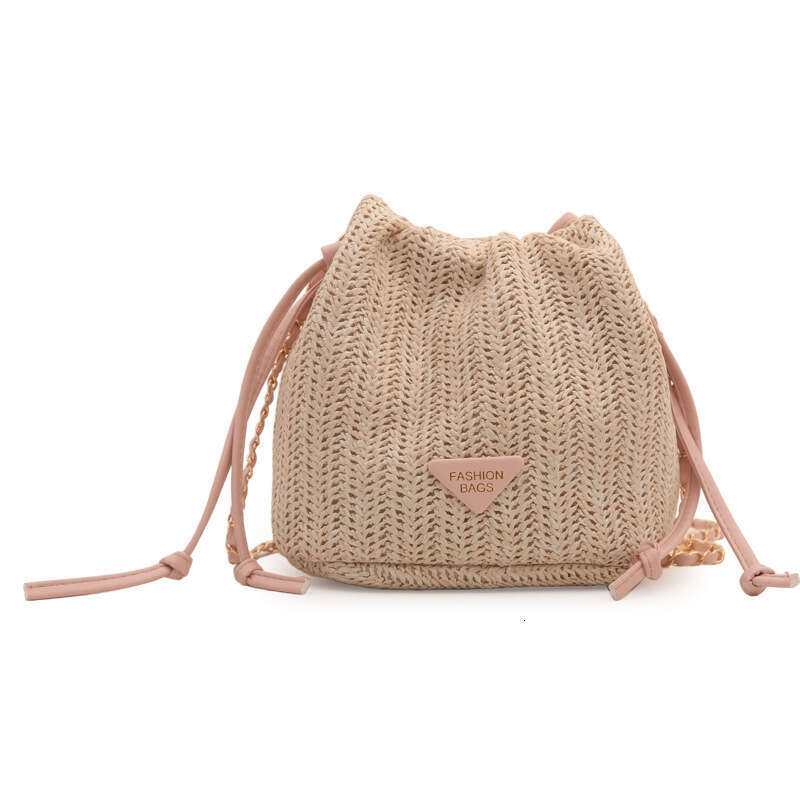 Women's 2024 new fashionable shoulder texture woven bucket niche versatile chain crossbody bag trend