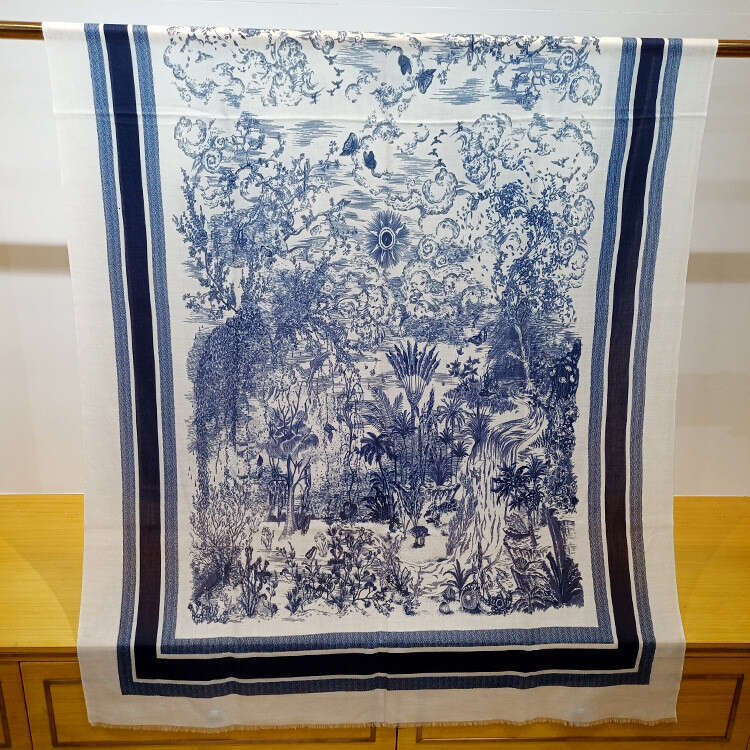 Naizaiga 100 Sketch Forest Ultra-Fine Pure Cashmere Long Scarf Women Winter Thin Blue Red Shawl , Msk69