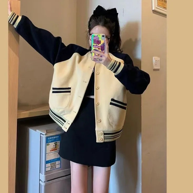 Spring and Autumn Pocket Baseball Clothing Womens Personalized Hundred piece Jacket Sports Shirt Womens Coat 241029