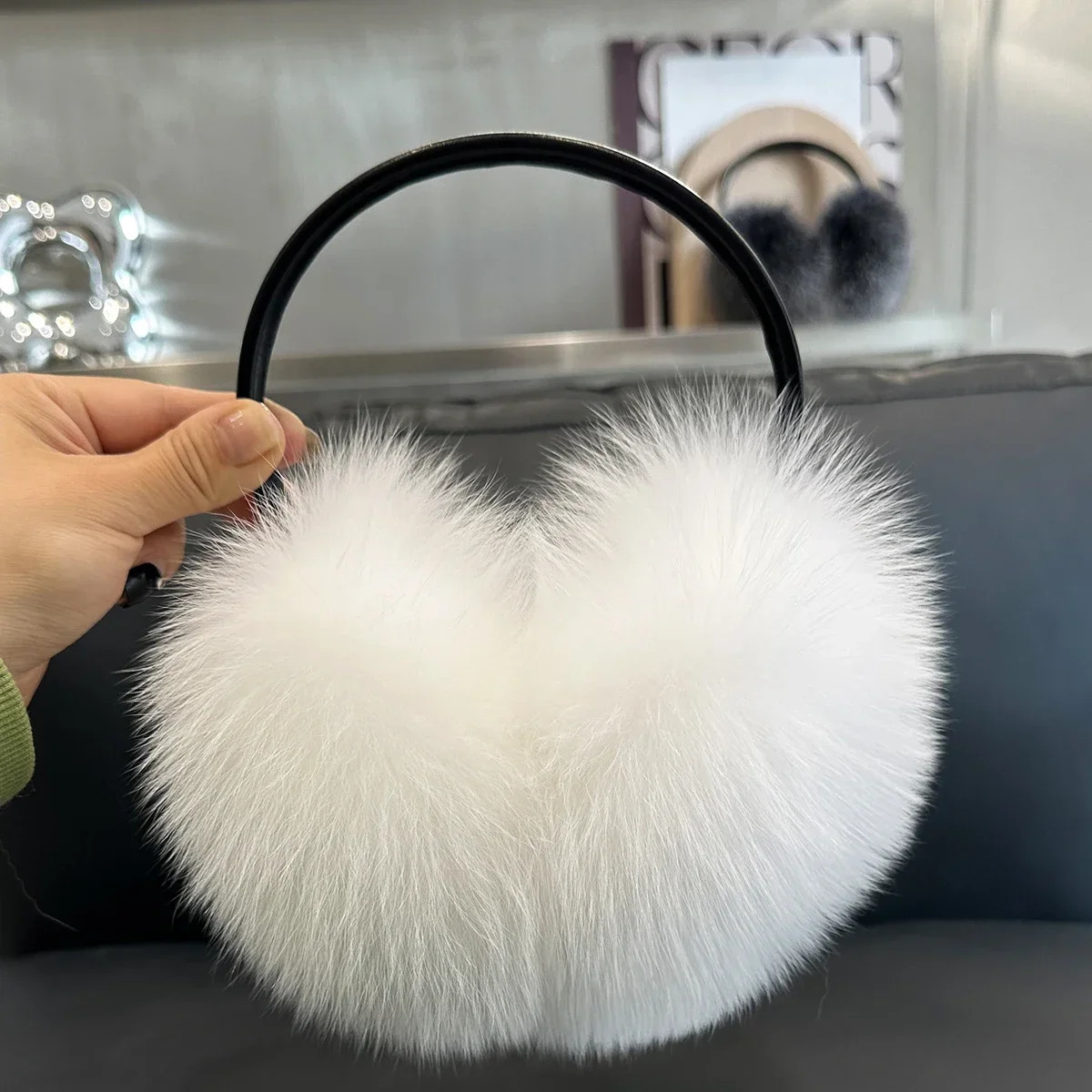 Luxurious genuine fox fur earmuffs naturally warm fox fur earmuffs cute oversized fluffy genuine fox fur earmuffs winter earmuffs 241029