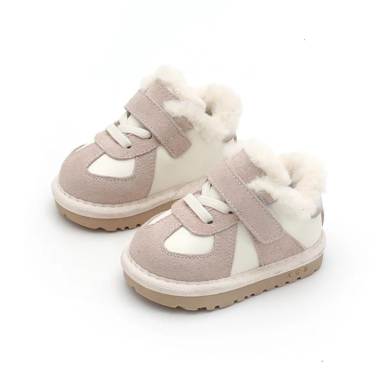 Winter Baby Snow Boots Unisex Leather Boys Shoes Warm Plush Girls Sneakers Outdoor Fashion Toddler Kids Shoes 241028