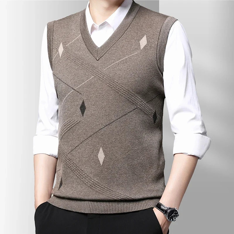 Mens Thickened Casual Sweater Tank Top Autumn and Winter Warm Vest y241024