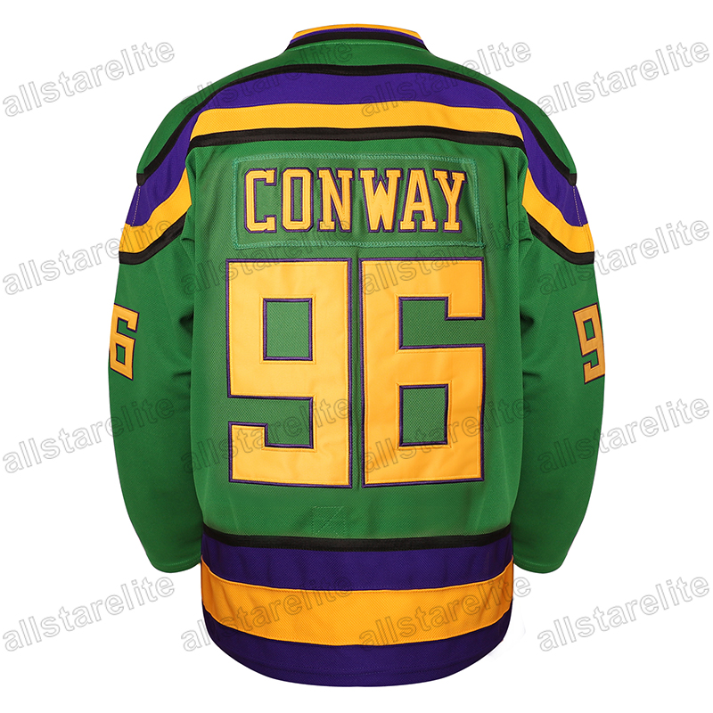 Youth Mighty Duck Jerseys 99 Banks 96 Conway 33 Goldberg Movie Hockey Jersey Black Green Stitched Casual Festive Vintage Classic shirt
