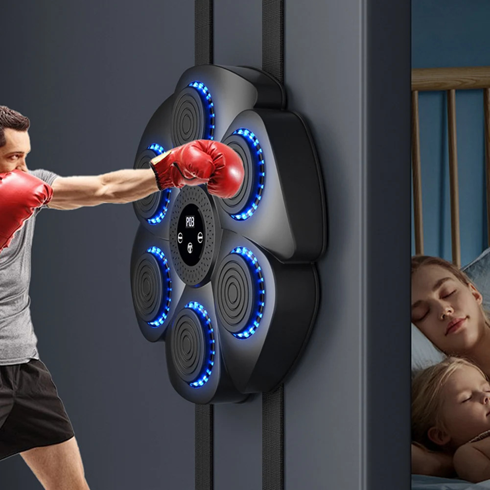 Music boxing machine music boxing punch press wall mounted boxing training punch press equipment RGB light with gloves used for home exercise 241029