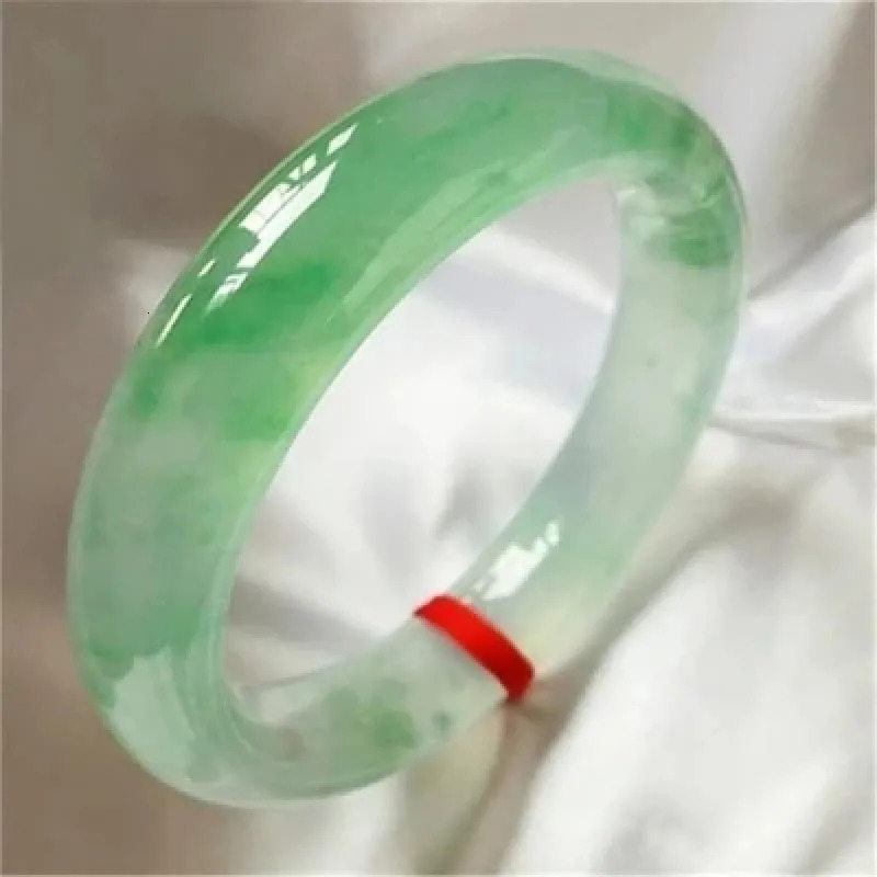 Natural Myanmar Jade Lamp Green Two tone Bracelet Elegant Princess Jewelry 241028
