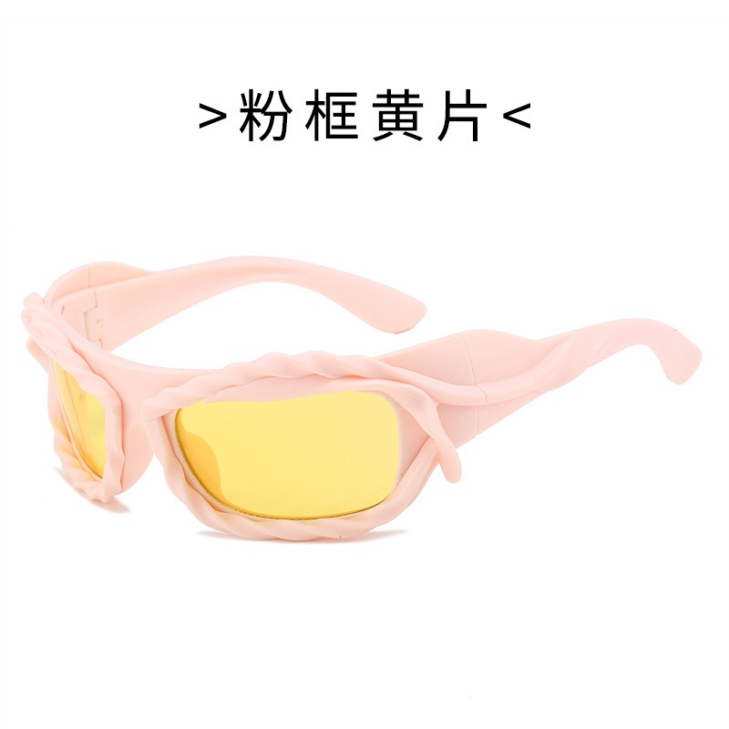 New European and American Cross-border Fashion Fried Dough Twists Sunglasses Y2K Personality Heterosexual Sunglasses Men and Women's Hip-hop Sung