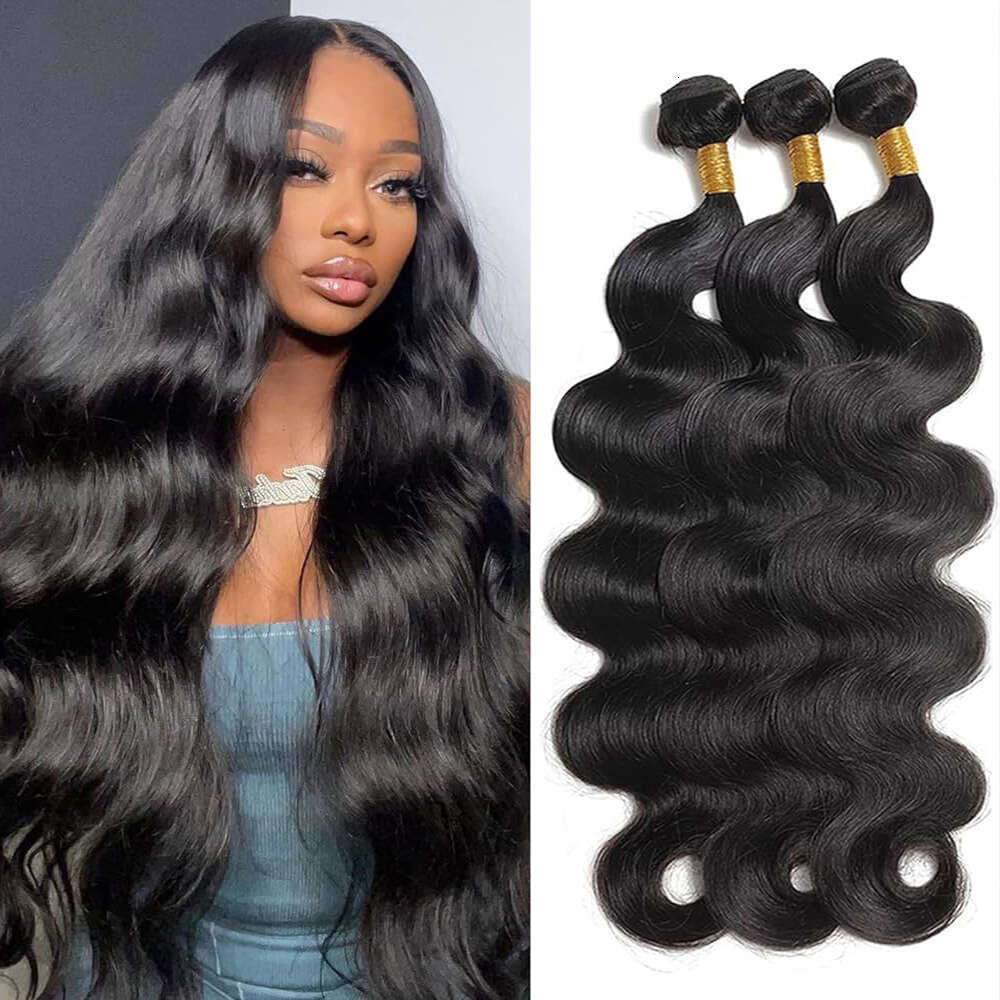Body Wave Double Drawn Remy Extensions Brazilian Raw Weaving Natural Black Human Hair Bundles
