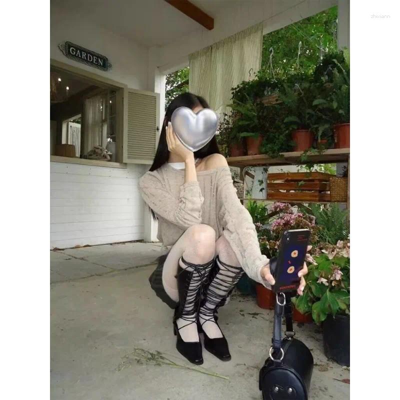 Boots 2024 Summer Female Breathable Hollowed Out Mesh Leather High Knight Knee Heels Show Thin Cool