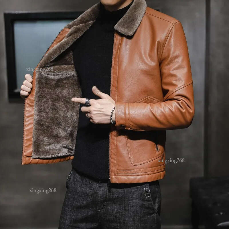 Winter Fur Leather Jacket Mens Plus Size 4XL Suede Leather Jackets Men Faux Fur Thick Warm Long Suede Jacket Men PU Leather