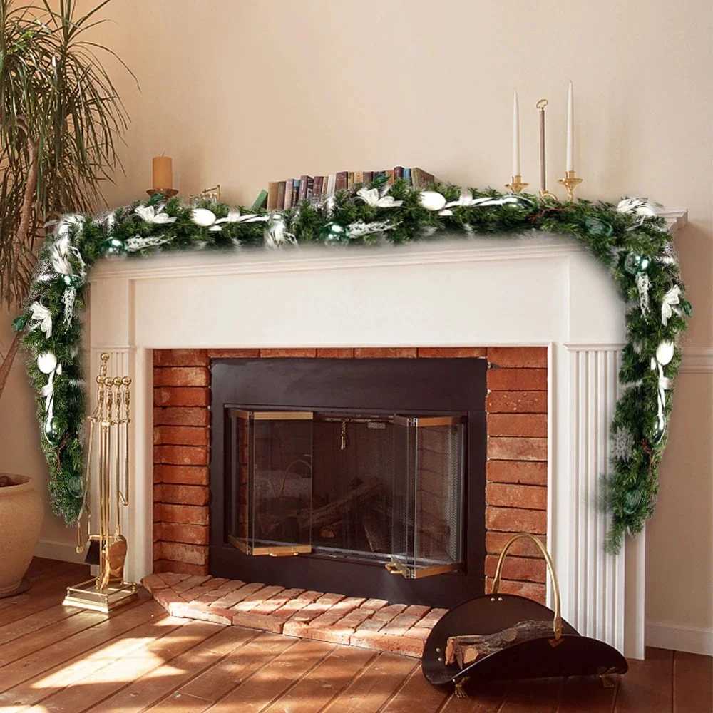 9 FT Long Christmas Garland Flexible PVC Hanging Pendant Artificial Christmas Garlands with Bowknot for Stairs Railing FireplaceXJ241029 - view 7