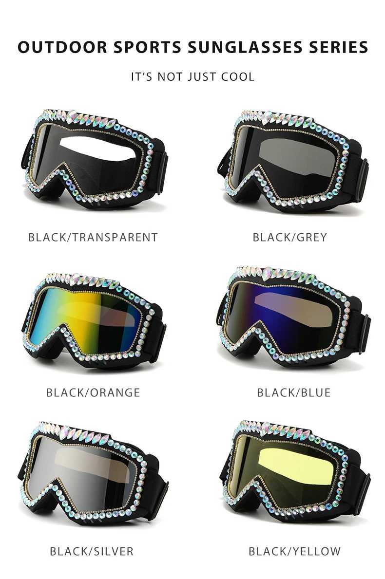 Steampunk diamond eye wearing symphonic goggles oversized snow goggles eye protection for Siam luxury rhinestone skiing goggles X241028