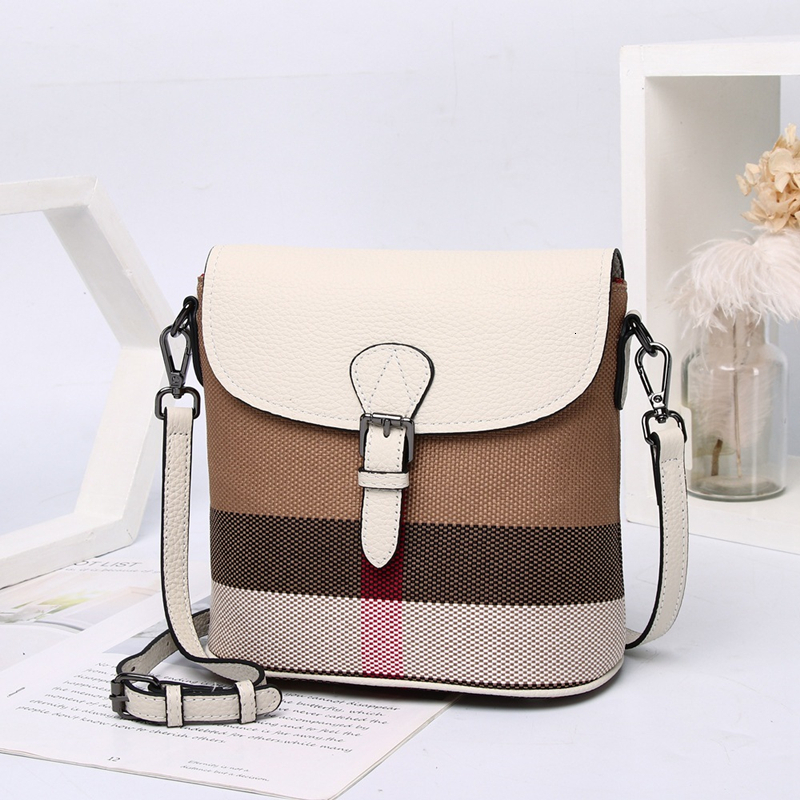 New Spring And Summer Shoulder Women's Classic Plaid Canvas Ladies Messenger Bag Trend Fashion Designer Bucket ddmymoon