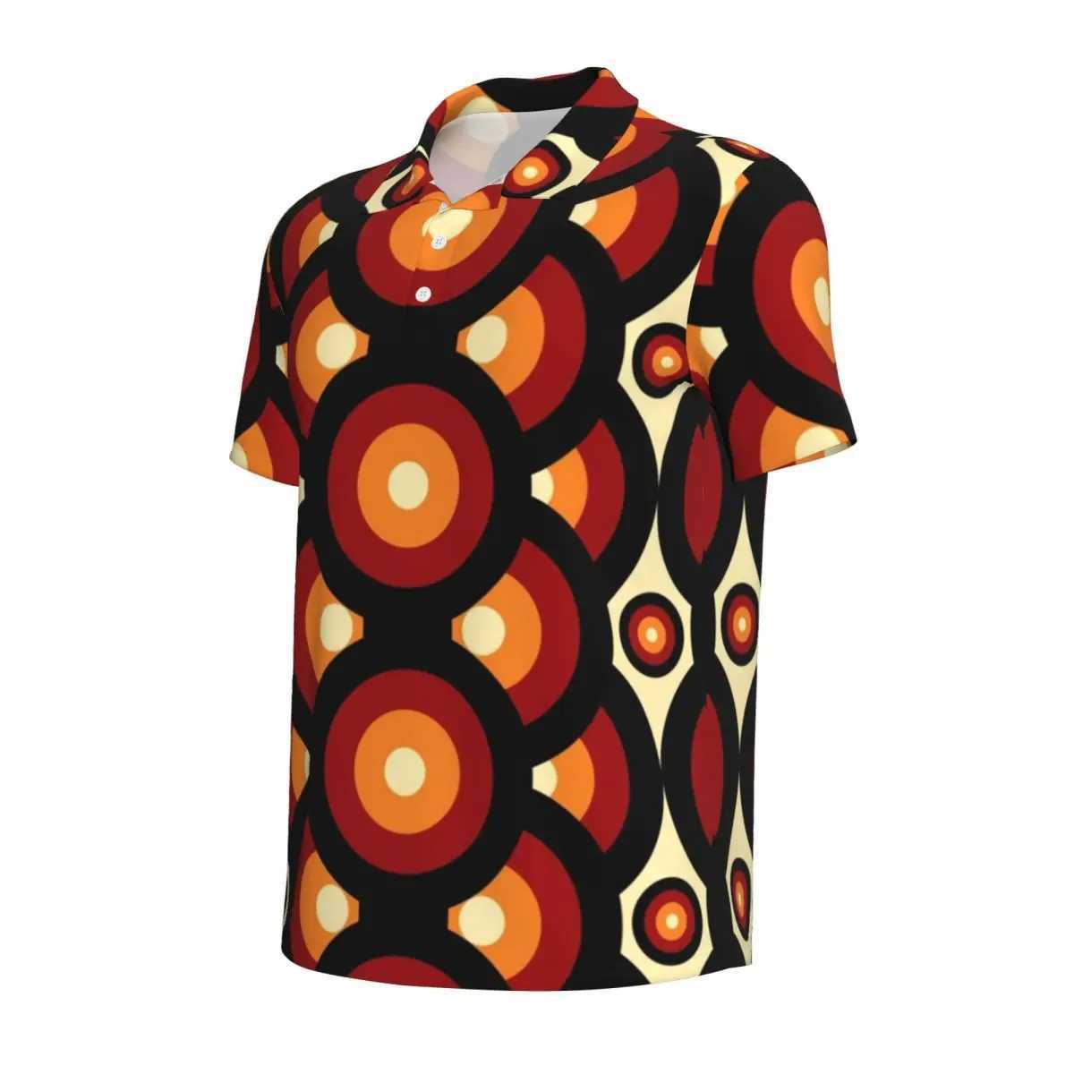 Vintage Mid-Century Polo Shirt Men 60s 70s Style Casual Shirt Daily Vintage Collar T-Shirts Short Sleeve Oversized ClothesX241028
