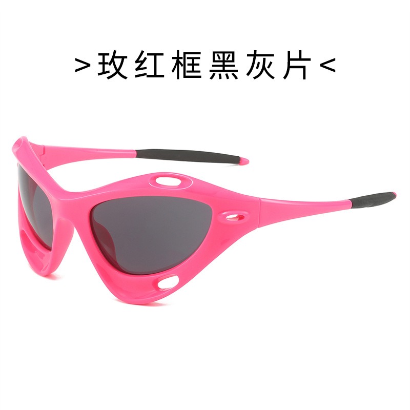 Frame Large Cat Eye Hollowed Out Ins Cross-border Men's Women's European and American Windproof Y2K Sports Cycling Sunglasses