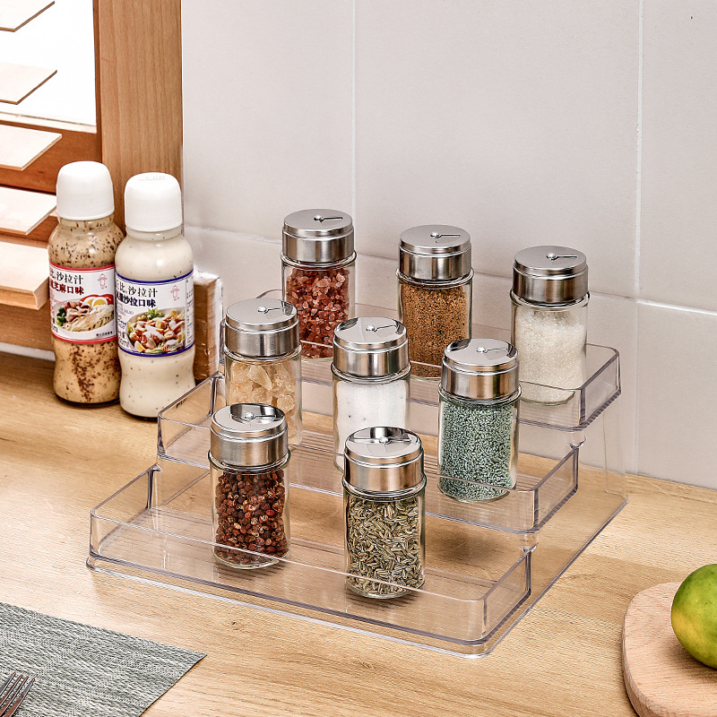 PET Kitchen Seasoning Bottle Shelf Home Spice Ladder Organiser 3 Tier Desktop Cosmetic Organiser