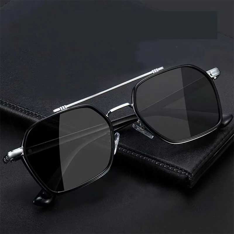 New Mens Large Frame Polygon Sunglasses Men Metal Frame Fashion Sun Glasses Outdoor Driving Fishing Eyewear UV400 Oculos De SolX241028