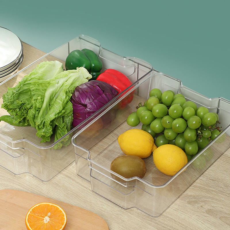 Kitchenware Transparent Pull-Out Organiser Fridge Fruit & Vegetable Compartment Fresh Box Customised Food Storage Boxes
