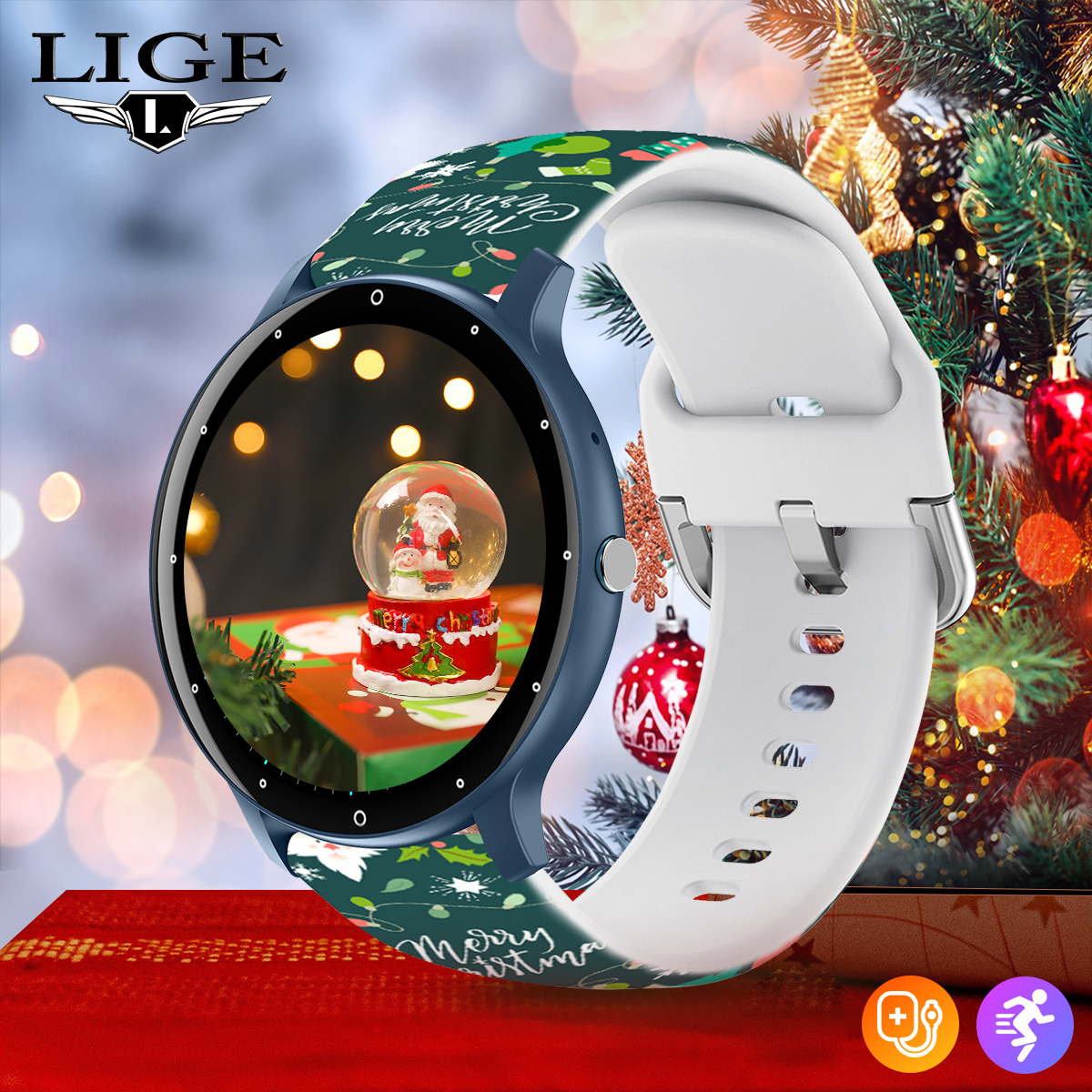 LIGE's new multifunctional sports smartwatch silicone strap watch calendar sports health monitoring watch Christmas gift