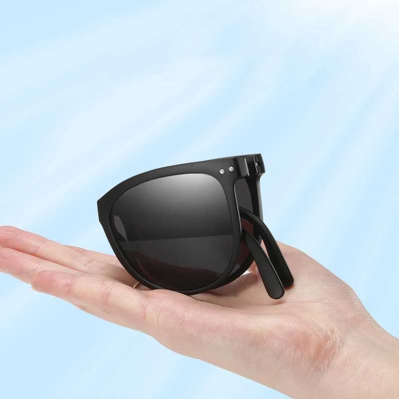UV400 UV resistant sunglasses for men with convenient oval frames foldable sunglasses for women with polarizing lenses W241028