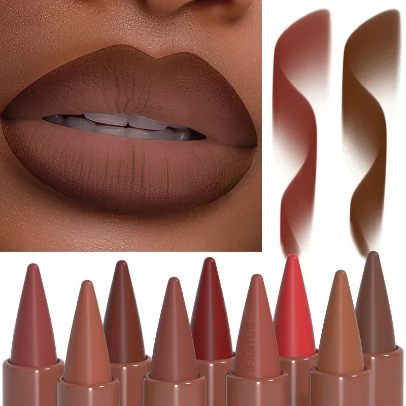 Tapered Gradient Lip Liner Matte Black Brown Velvet Lipstick Waterproof Non Sticky Contouring Tint Lipliner Crayon Lip Makeup 241028