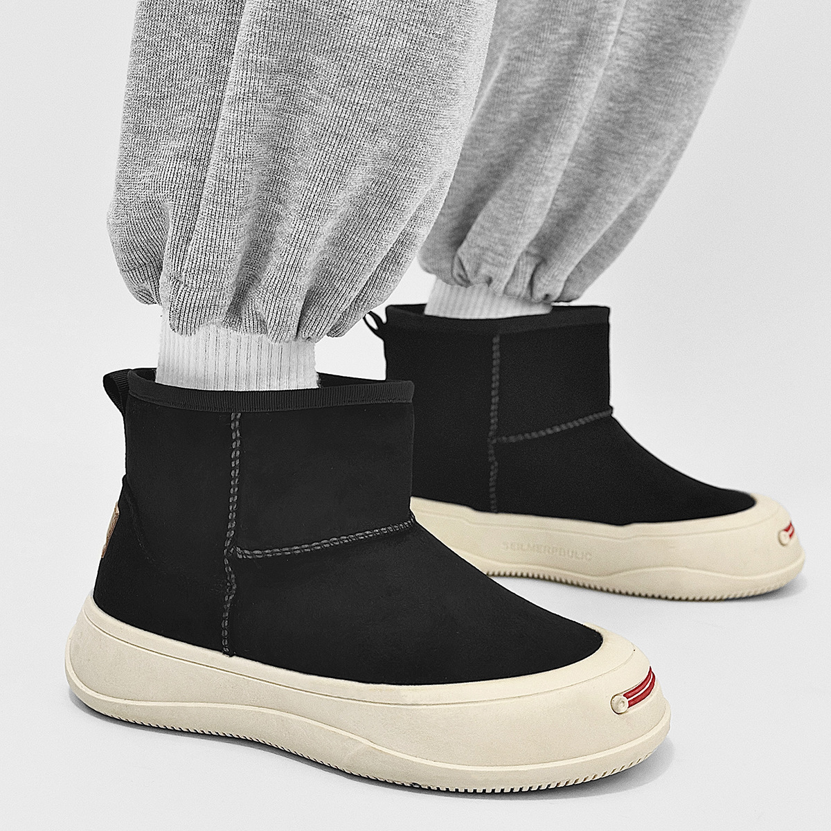 Snow boots men's boots cotton boots high top leather boots trend 2024 autumn and winter new cotton shoes plus wool men's shoes in large size