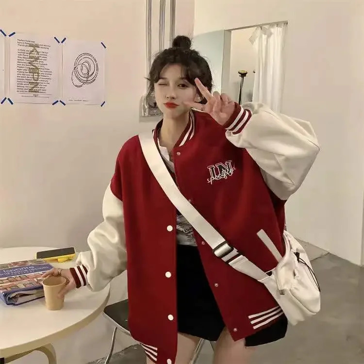 Embroidered baseball jacket womens spring and summer style European and American street fashion casual couple jacket 241029