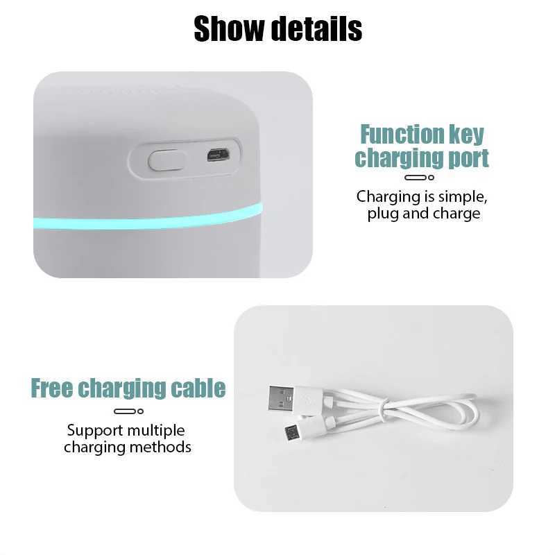One portable 390ml air humidifier aromatherapy humidifier used for car USB spray with LED color night light humidifier Y241104