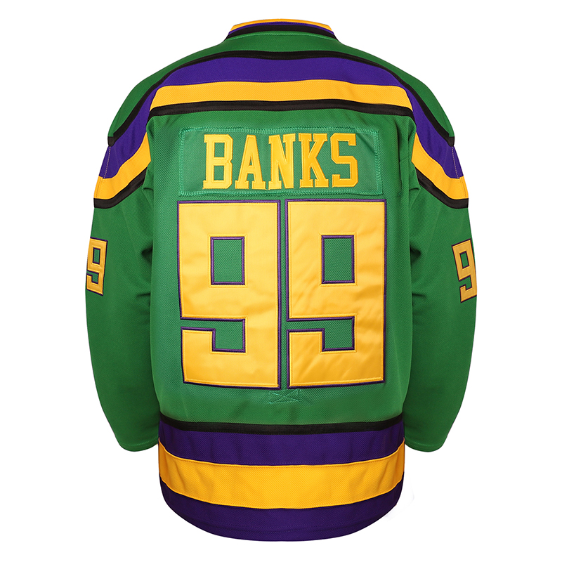 Youth Mighty Duck Jerseys 99 Banks 96 Conway 33 Goldberg Movie Hockey Jersey Black Green Stitched Casual Festive Vintage Classic shirt