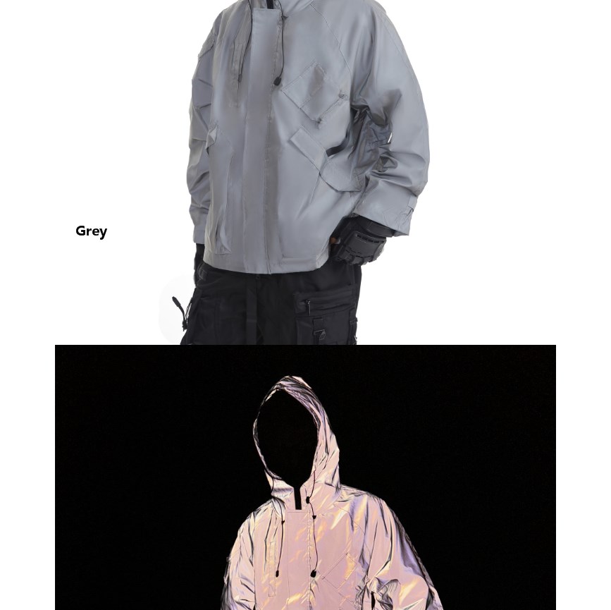 Men's Jackets Multi pocket functional style colorful reflective jacket, European and American autumn and winter new style hooded jacket, men'