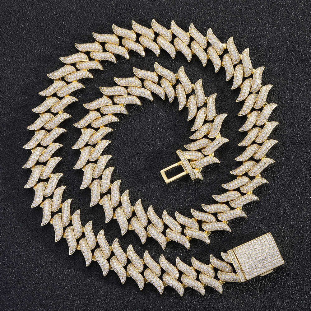 new 18mm miami lock spike thorn cuban full of hip hop jewelry men's necklace