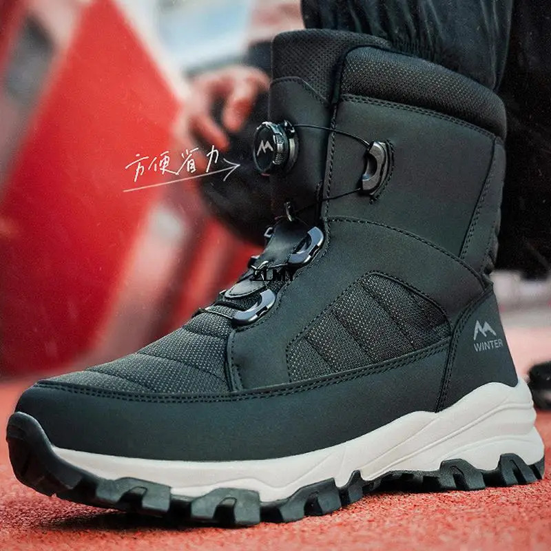 Winter Snow Boots Men Women Rotatory Button Snowboots Waterproof Outdoor Cotton Shoes Keep Warm High Top Man Hiking 241028