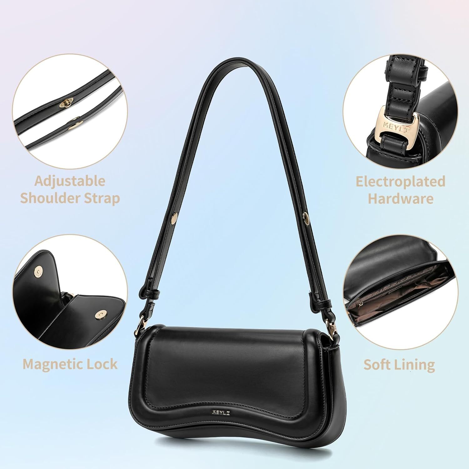 Ladies' small shoulder fashionable crossbody bag, wallet, waterproof leather handbag, designer bag
