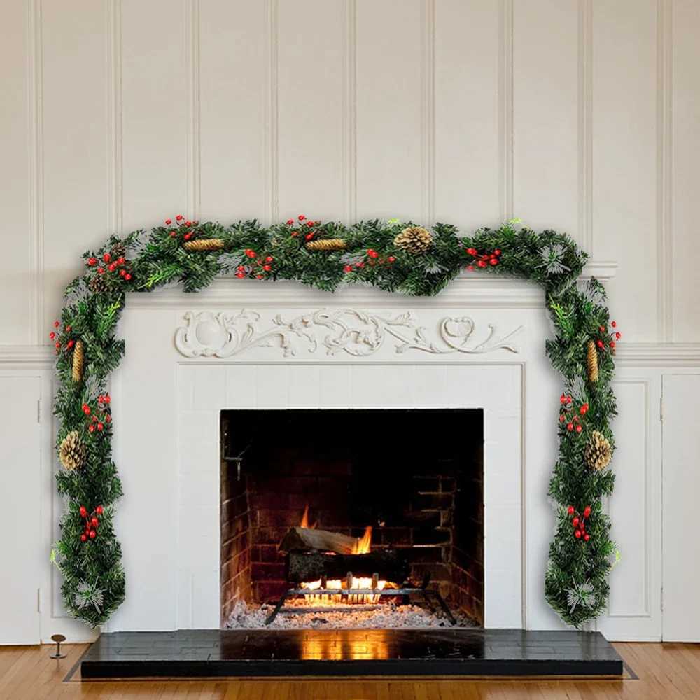 9 FT Long Christmas Garland Flexible PVC Hanging Pendant Artificial Christmas Garlands with Bowknot for Stairs Railing FireplaceXJ241029 - view 6