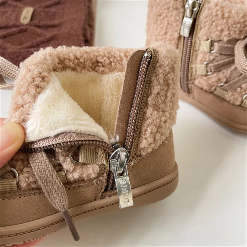 Autumn/Winter Baby Boots Warm Fur Rubber Sole Toddler Kids Cotton Shoes Infant Boots Fashion Toddler Boys Girls Boots 241028