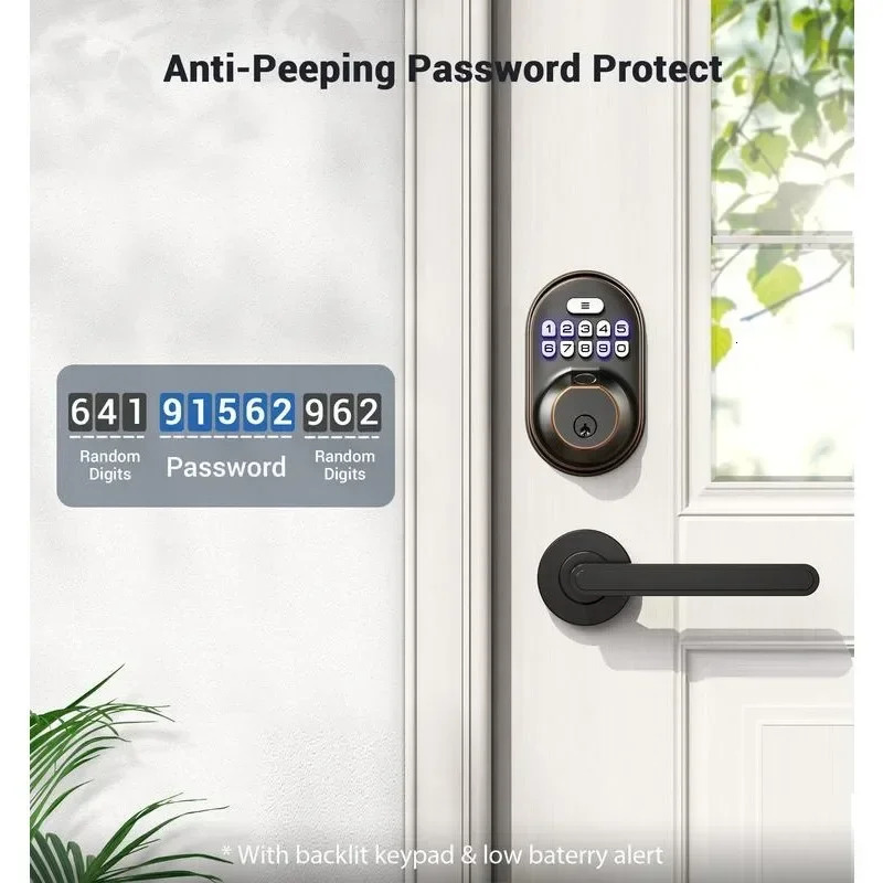 Smart Fingerprint Door Lock Veise RZ02A Keyless Entry Keypad Deadbolt with 20 Anti Peeping Password 241028
