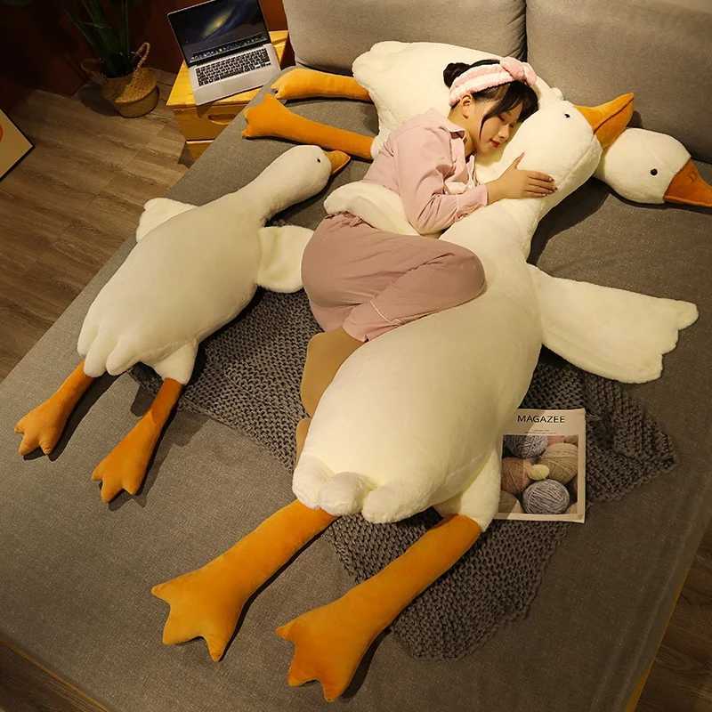 50-160cm Cute Big White Goose Plush Toy Huge Duck Sleep Pillow Cushion Soft Stuffed Animal Doll Birthday Gift For Boys And Girls X2410283