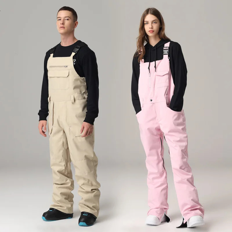 Snow Jumpsuit Men Women Ski Bib Overalls Winter Outdoor Sports Windproof Waterproof Skiing Snowboard Pants