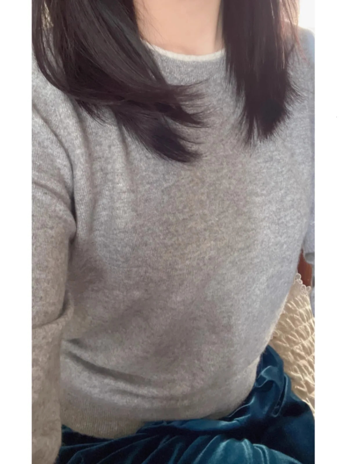 Round neck pure cashmere sweater womens autumn and winter pullover loose large size wool bottom knit 241028 - view 4