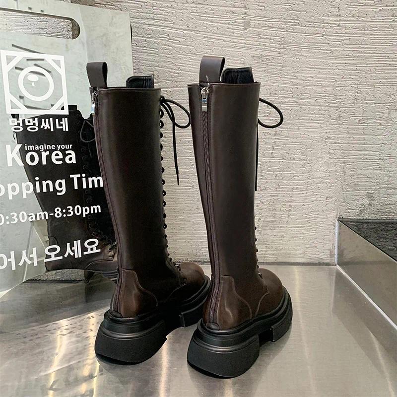 Boots Platform Winter High For Women Fashion Slip On Long Female Elegant Thick Bottom Women's Knight Botties