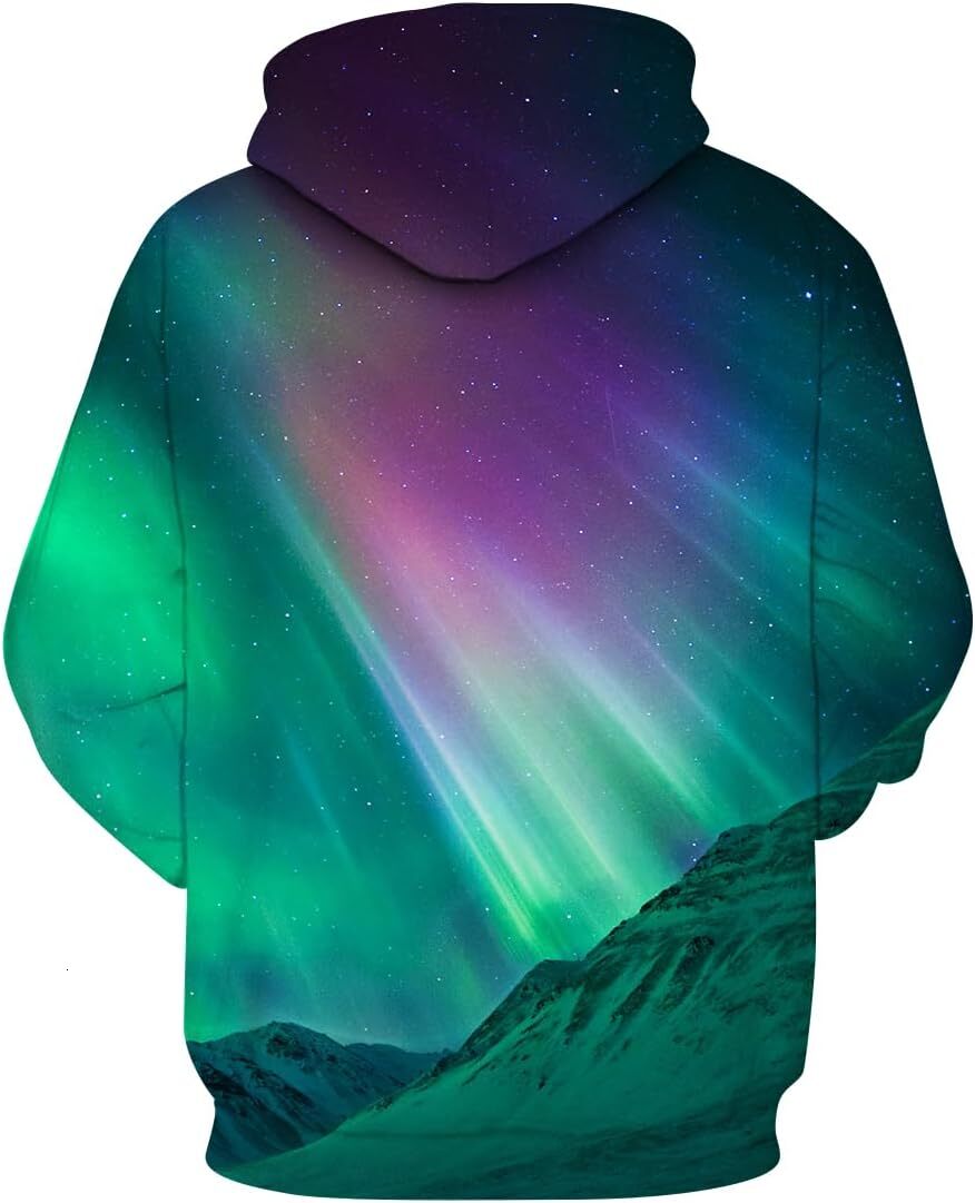 Hoodie for Mens Womens Colorful Aurora Borealis Sweatshirt Novelty Starry Night Graphic Theme Hoodie Graphic Hoodies sweatshirt Fashion and leisure